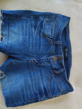 Wax Jean Distressed Dark Blue Denim Shorts 238